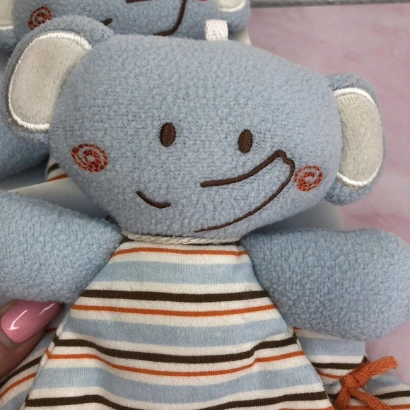 NWT Vitamins Baby lovey security blanket blue elephant set of two 2012 rare - Picture 2 of 10